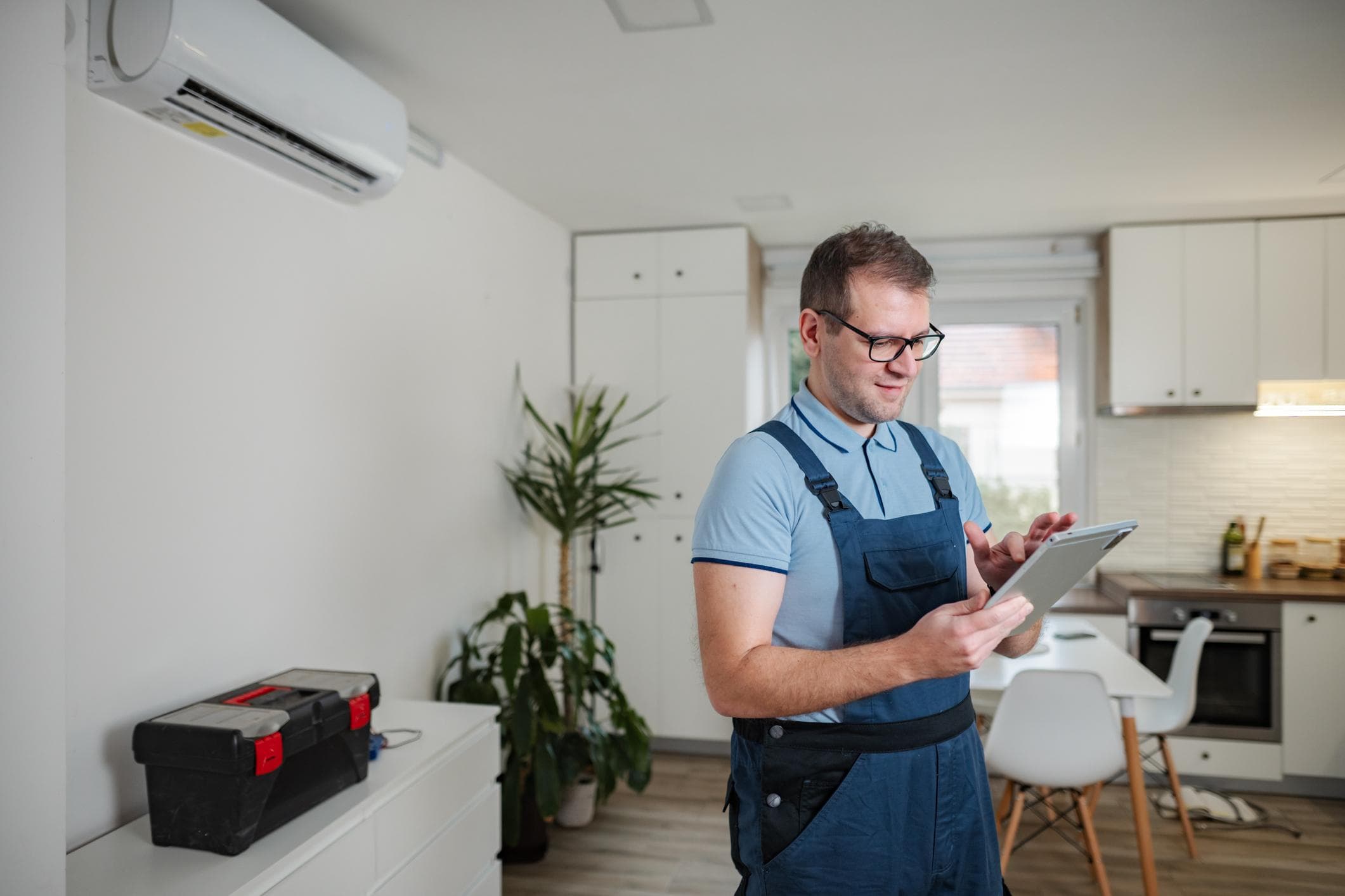 Service professional with clipboard